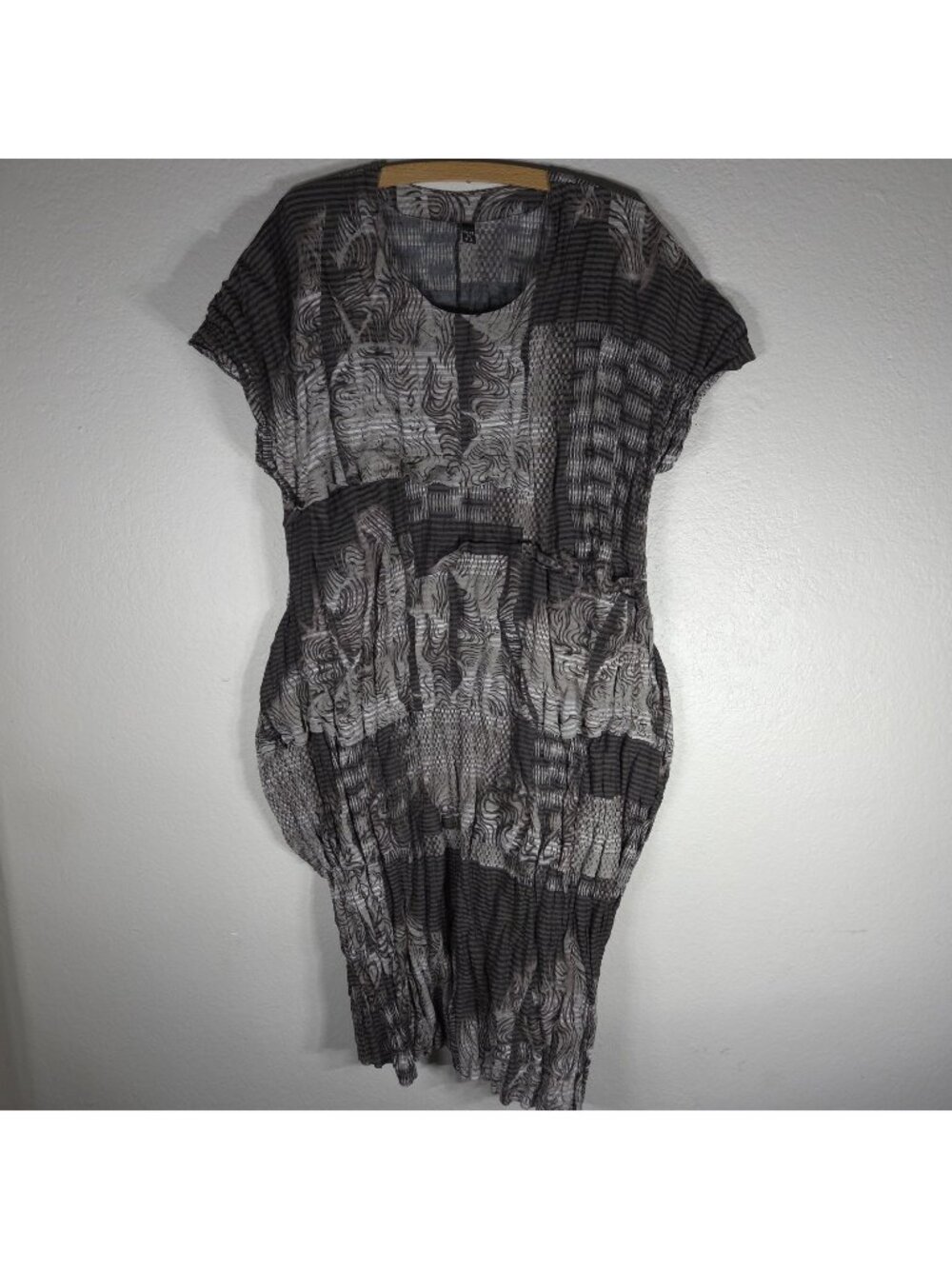 Dress To Kill By Jane Mohr Gray One Size Tunic Dress Abstract Scunched Crewneck